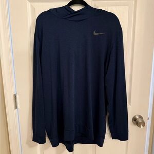 Nike Dri-Fit Men's Navy long sleeve Hooded Tee XXL